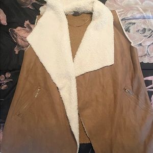Brown Asymmetrical light weight sweater jacket